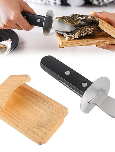  Handgefertigte Austernschälklammer, Austernmesser-Shucker-Set mit Austernschälhaltern, Austernschälklammer aus Holz für Meeresfrüchte