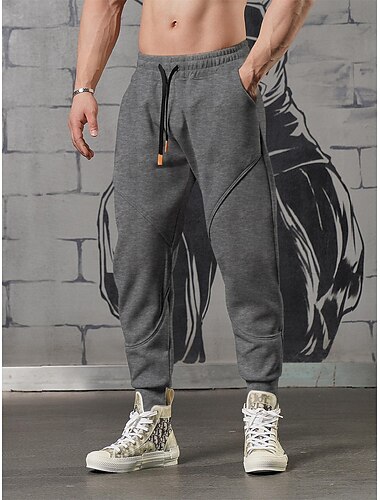  Miesten Fleece-housut Veryttelyhousut Jogger Housut Kurenauha Joustava vyötärö Joustava resori Tavallinen Mukavuus Hengittävä Kausaliteetti Päivittäin Pyhäpäivä Urheilu Muoti Musta Khaki