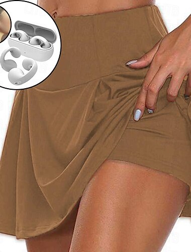  Set mit Damen-Shorts, Skort, Schmetterlings-Shorts, Ohrclip, Bluetooth-Kopfhörer, 2 Stück, Damen, täglich, dehnbar, kurz, Sport