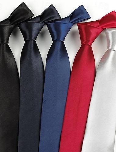 Férfi Nyakkendők Férfi nyakkendők Vékony nyakkendő Állítható Szexis Sima Esküvő Parti Munka