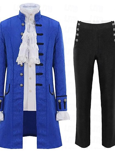  Outfit Medievale Vittoriano da Uomo 2 PCS Camicia Steampunk Retro Vintage Cappotto Trench Costume Cosplay Vampiro Festa di Halloween Masquerade Natale ebenezer Scrooge Elfo