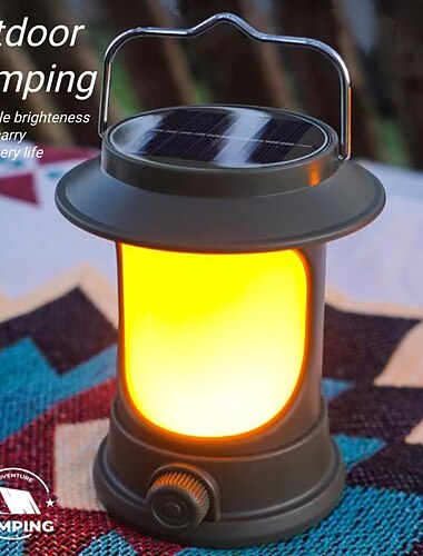  lanterna da campeggio a led solare, luce da tenda esterna ricaricabile retrò a led per campeggio all'aperto