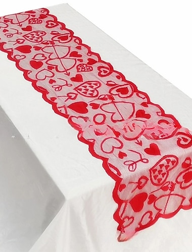  Día de San Valentín amor camino de mesa corazón de Cupido bandera de mesa roja 13x72 pulgadas nueva servilleta de mesa de rayas largas