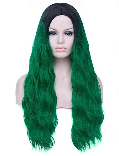  grüne Perücken für Frauen, 26 Zoll lange Ombré-Perücke aus grünem Haar, lockig, gewellt, süße, weiche Perücken für die St. Patrick's Day-Party, Perücken zum St. Patrick's Day