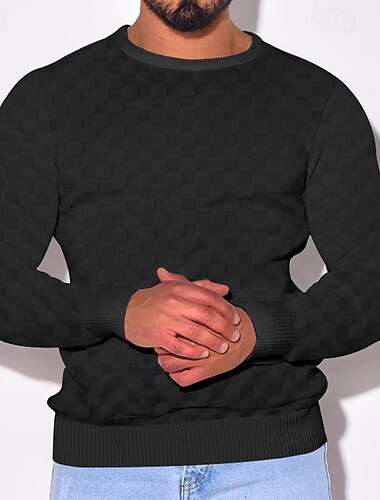  Bărbați Tricou Tricouri Tricou din tricot Tee Top Manșon Lung Stil Nautic Primăvara & toamnă Simplu Modă Designer De Bază Croșetat Vacanță Stradă Ieșire Negru Alb Kaki Top tricou pentru bărbați