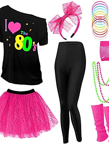  Jaren '80 T-Shirt Accessoireset Dames Halloween Carnaval Maskerade Feest / Uitgaan Prideparade Trots maand Volwassenen Rok Handschoenen Beenwarmers