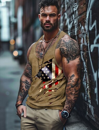  4 luglio 2026 250° Giorno della Memoria Maglietta Veterano con Grafica 3D Stampa Bandiera Americana per Uomini Patriottico Patriota