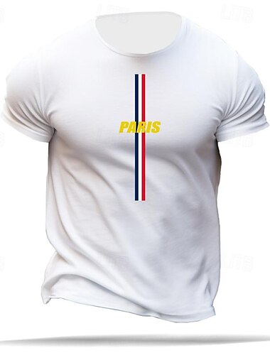  Den veteránů Pánské vlastenecké tričko Paris T tričko Tee Top Bavlna Krátký rukáv Grafické tričko Černé bílé tmavě modré pohodlné tričko Street sportovní Outdoor módní designér