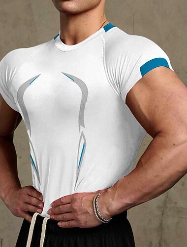 Homme T shirt Tee Chemise de sport Hommes Hauts Col Ras du Cou Manche Courte sport Casual Quotidien Gymnastique Séchage rapide Respirable Flexible Bloc de couleur Noir Blanche Tenues de Sport Mode