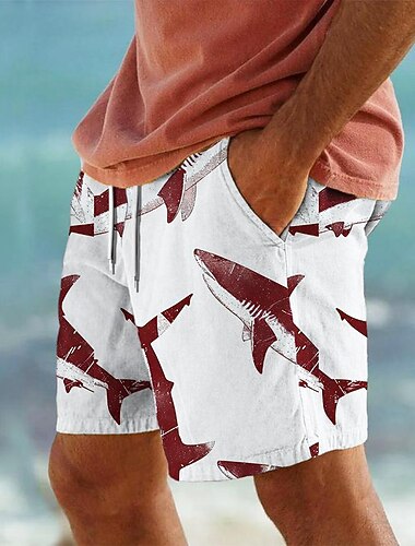  Voor heren Haai het leven in zee Zwembroek Boardshorts Zwemshorts Medium Taille Vakantie Hawaii Resortstijl Vakantie Feestdagen Strand Trekkoord met Mesh-voering Elastische taille Ontwerper Kleding