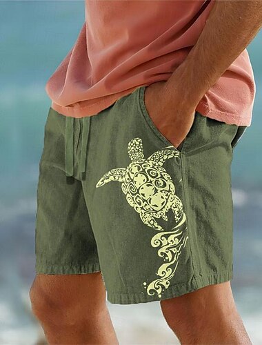  Herren Tier Meeresschildkröte Shorts Kurze Hosen Sommer-Shorts Strandshorts Kurze Hosen Mittlere Taillenlinie Strassenmode Hawaiianisch Designer Casual Täglich Festtage Kordelzug Elastische Taille