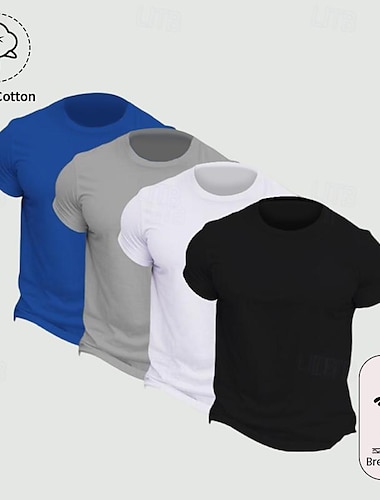  Πολλαπλές συσκευασίες 4 τεμ Ανδρικά Λαιμόκοψη V Κοντομάνικο Μαύρο+Μαύρο+Μαύρο+Μαύρο Μπλουζάκι Σκέτο Καθημερινά Ρούχα Διακοπές Βαμβάκι Ανοιξη καλοκαίρι