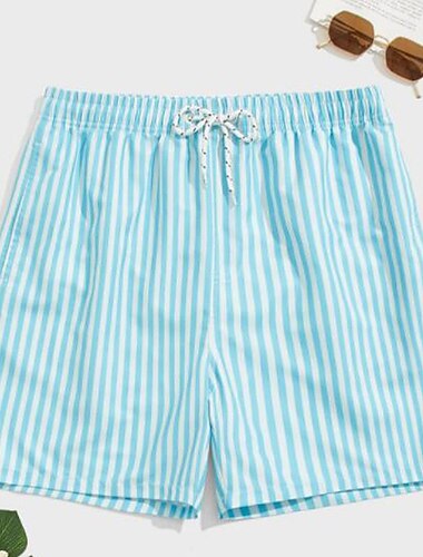  Per uomo Boxer da surf Boxer da mare Per uscire Fine settimana Traspirante Asciugatura rapida Tasche A cordoncino Vita elastica A strisce Breve Tuta da ginnasta Informale Abbigliamento sportivo