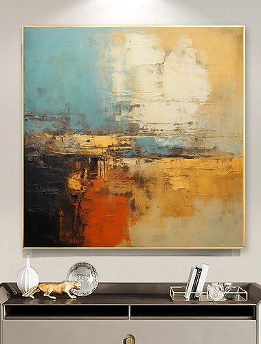  peinture à l'huile de texture dorée originale faite à la main sur toile décor d'art mural peinture d'art minimaliste abstraite pour la décoration intérieure avec cadre étiré/sans peinture de cadre