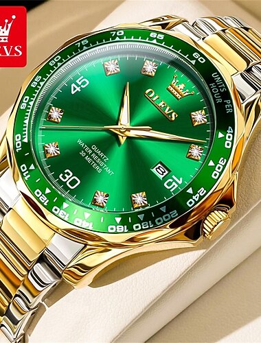  Reloj de Cuarzo OLEVS para Hombres Minimalista Fashion Casual Reloj de Pulsera Luminous Calendario Impermeable Reloj de Acero