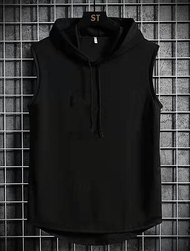  Herren Tank Top Weste Unterhemd Ärmelloses Shirt Ärmellos Mit Kapuze Sommer Einfach Mode Designer Basic Urlaub Straße Ausgehen Schwarz Weiß Blau Top T-Shirt für Herren