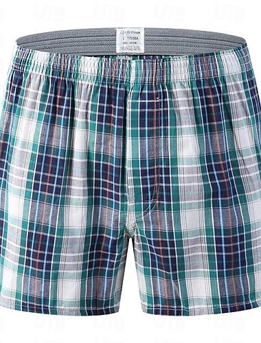  Homens 3 pacotes Roupa Íntima Boxer cueca boxer americana Algodão Respirável Imprimir Vermelho Azul