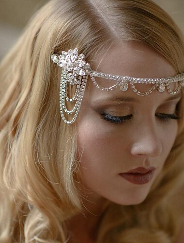  Para la Cabeza Diadema de estilo flapper Retro Antiguo Rugido 20s 1920s Brillante Para Cosplay Carnaval Mujer Joyería de disfraz Joyería de moda