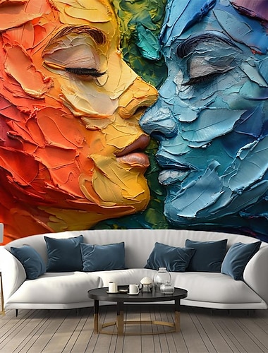  Juin Mois de la Fierté Peinture au Couteau Mois de la Fierté Gay LGBTQ LGBT Tapisserie Suspendue Décoration Extérieure Joyeuse Fête
