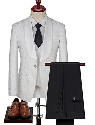  Retro Vintage 1980s Tuxedo Suits & Blazers Lapel Collar Blazer Turndown Men's Masquerade Halloween Party / Evening Club Adults' Coat Vest Pants