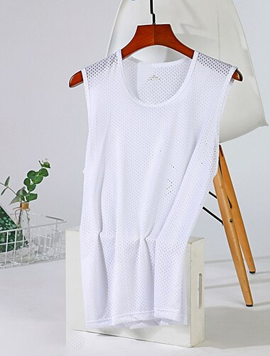  Herre Tanktop Vest Top Underskorte Ærmeløs skjorte Uden ærmer Rund Hals Sommer Vanlig Mode Designer Basale Ferierejse Gade I-byen-tøj Sort Hvid Mørkeblå Top T-shirt til mænd