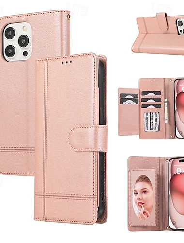  telefon Carcasă Pro iPhone 16 15 14 Pro Max Plus iPhone 13 12 11 Pro Max Mini Pouzdro na peněženku Zrcadlo Zip Ochrana celého těla Geometriské vzory TPU PU kůže