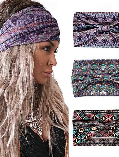  Diademas bohemias aceorna, diademas anchas anudadas, diademas estampadas elásticas, diademas bohemias para mujeres y niñas
