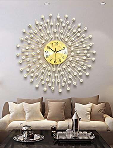  Reloj de pared grande, decorativo de metal, silencioso, sin tictac, grandes relojes, decoraciones modernas para el hogar, sala de estar, dormitorio, comedor, oficina