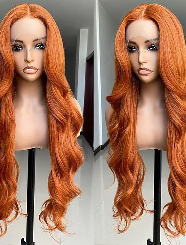  Ginger Lace Front Wigs Synthetic Body Wave Wear and Go 13*4 Deep Part Lace 24 Inch Pre-Plucked with Baby Hair HD Glueless Lace Front Wig for Black Women