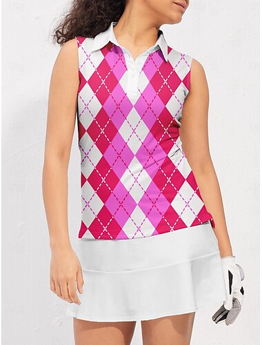  Damen poloshirt Golfkleidung Rosa Grün Ärmellos Sonnenschutz Leichtgewichtig T-Shirt Shirt Damen-Golfkleidung, Kleidung, Outfits, Kleidung