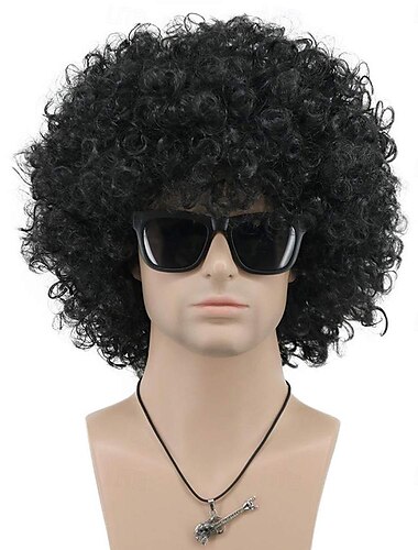 Erwachsene Unisex 60er 70er 80er kurze goldene Lockige Afro Synthetische Disco Rocker Hippies Haare Kalifornien Karneval Cosplay Anime Kostüm Perücke Halloween Perücken