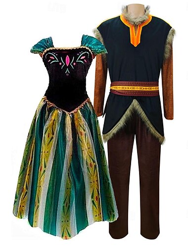  La Reine des neiges Conte de Fées Princesse Anna Robe de demoiselle d'honneur Costume de soirée à thème Robes en tulle Cosplay Halloween Cosplay de Film for Homme Femmes Adulte Halloween Carnaval