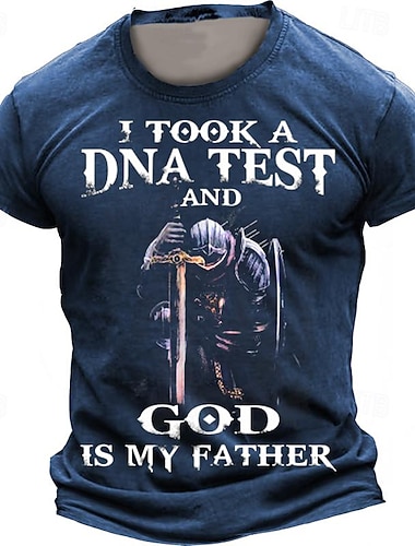  T-shirt graphique Dieu est mon père Crusaders pour hommes T-shirt à manches courtes impression 3D col rond designer quotidien style de rue sports extérieur vacances sortie noir bleu marine marron