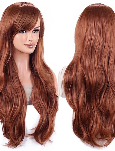  Wigs 28 Inch 70cm Long Curly Wavy Hair Wig Heat Resistant Cosplay Wig with Wig Cap