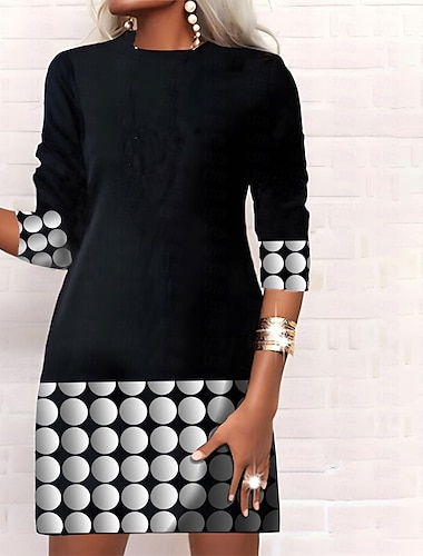  Damen Minikleid Sweatshirt-Kleid Freizeitkleid Winterkleid Corsagenkleider Mode Basic Outdoor Party Straße Normale Passform Geometrisch Gestreift Langarm Rundhalsausschnitt Schwarz Weiß Wein Grau