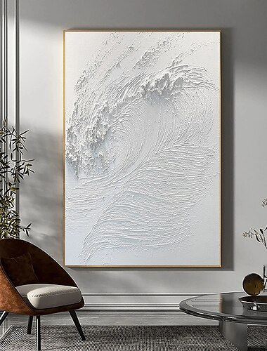  Large  Hand Painted  Abstract White Oil Painting  waves painting On Canvas Modern Oil Painting Wall Art Hand Painted painting Wall Art painting For Home Decor ready to hang or canvas
