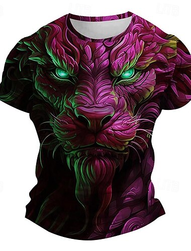  Per uomo Pop art Animali Leone maglietta Manica corta maglietta Stampa 3D Girocollo Camicia Giornaliero Originale Sottocultura Sportivo Per eventi Per uscire Blu Viola Verde Primavera estate