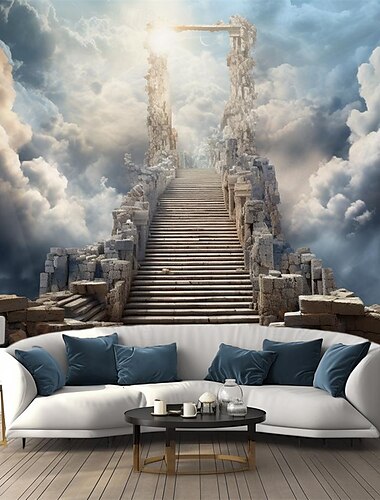  ladder naar de hemel hangend tapijt kunst aan de muur groot tapijt muurschildering decor foto achtergrond deken gordijn thuis slaapkamer woonkamer decoratie