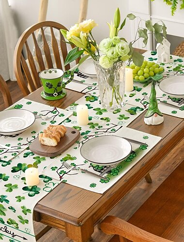  calle. Mantel individual del día de San Patricio, decoración de mesa de trébol, manteles de lino antideslizantes y con aislamiento térmico, manteles de primavera de temporada para decoración de fiesta, cocina y comedor