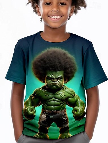  Pojkar 3D Grafisk T-shirt Skjortor Kortärmad 3D-tryck Sommar Aktiv Sport Mode Barn 3-12 år Rund hals Utomhus Ledigt Dagligen Normal