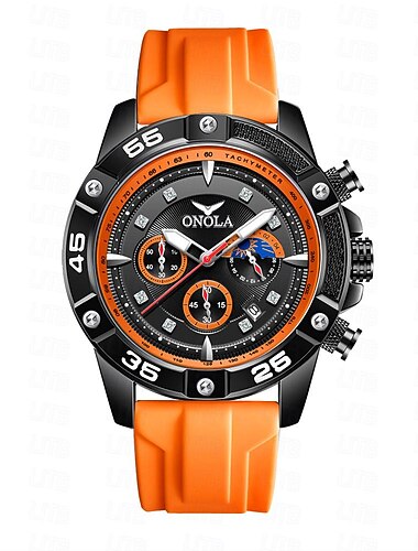  ONOLA Men Quartz Watch Sports Fashion Casual Wristwatch Luminous Calendar Waterproof Decoration Silicone Watch