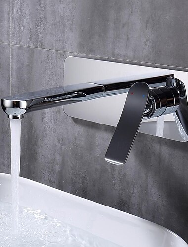  Robinet lavabo - Montage mural / Séparé Plaqué Installation Murale Mitigeur deux trousBath Taps