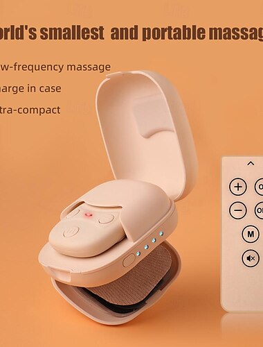  Mini Portable Electric Neck Massager with Charging Case for Neck, Back, and Full-Body Massage, 15 intensitylevels with Remote control