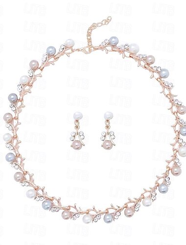  Brautschmuck-Sets 1 Aleación Ohrringe Halsketten Damen Stilvoll Luxus Niedlich Schick Freude Geometrische Form Schmuck-Set Für Party-Abendgarderobe