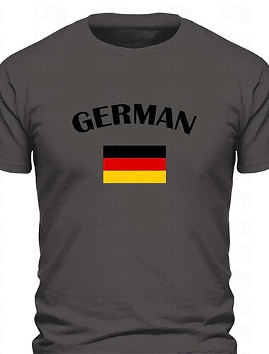  تي شيرت بأكمام قصيرة للرجال، تصميم قرافيك علم ألمانيا مع كتابة 'ألماني'