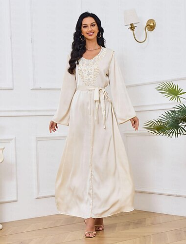  Damen Kleid Abaya Kaftan Kleid Dubai islamisch Arabisch arabisch Muslim Ramadan Erwachsene Kleid