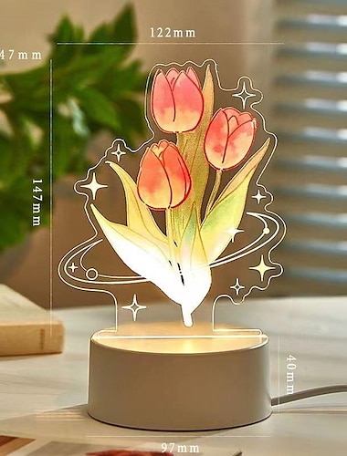  mai sbiadire rose tulipani campana orchidee stampa a colori uv luci notturne 3d