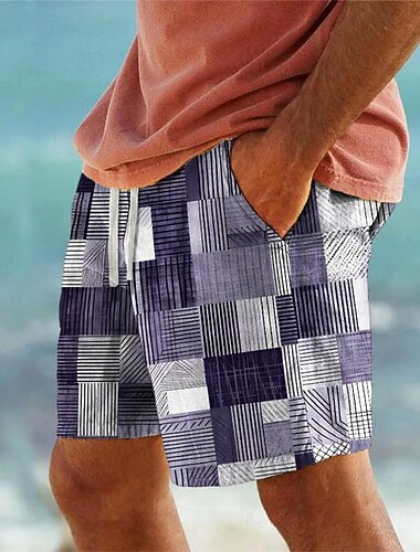  Voor heren Ruitjes Kleurenblok Lapwerk Zwemshorts Boardshorts Zwembroek Medium Taille Vakantie Hawaii Casual Vakantie Feestdagen Strand Trekkoord met Mesh-voering Elastische taille Ontwerper Kleding
