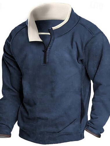  Herren Sweatshirt Pullover Schwarz Armeegrün Marineblau Braun Grau Stehkragen Glatt Sport & Natur Täglich Festtage Vlies Strassenmode Basic Brautkleider schlicht Herbst Winter Bekleidung