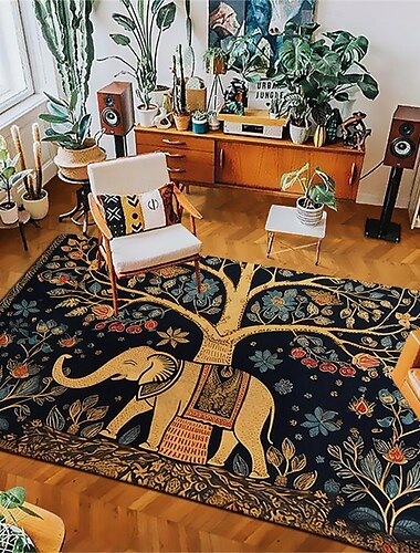  Boho-Elefanten-Teppich, Küchenmatte, rutschfeste, ölbeständige Bodenmatte, Wohnzimmerteppich, Innen- und Außenmatte, Schlafzimmerdekoration, Badezimmermatte, Eingangsteppich, Fußmatte